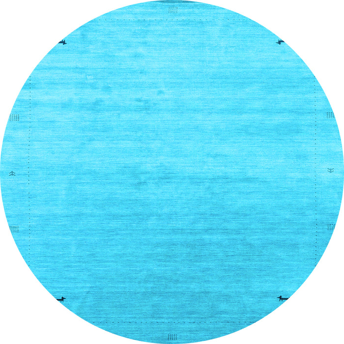 Round Abstract Light Blue Contemporary Rug, con2318lblu