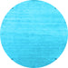 Round Abstract Light Blue Contemporary Rug, con2318lblu