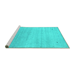 Sideview of Machine Washable Abstract Turquoise Contemporary Area Rugs, wshcon2318turq