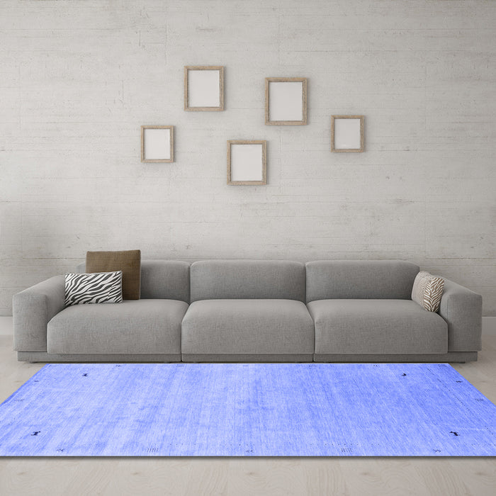 Machine Washable Abstract Blue Contemporary Rug in a Living Room, wshcon2318blu