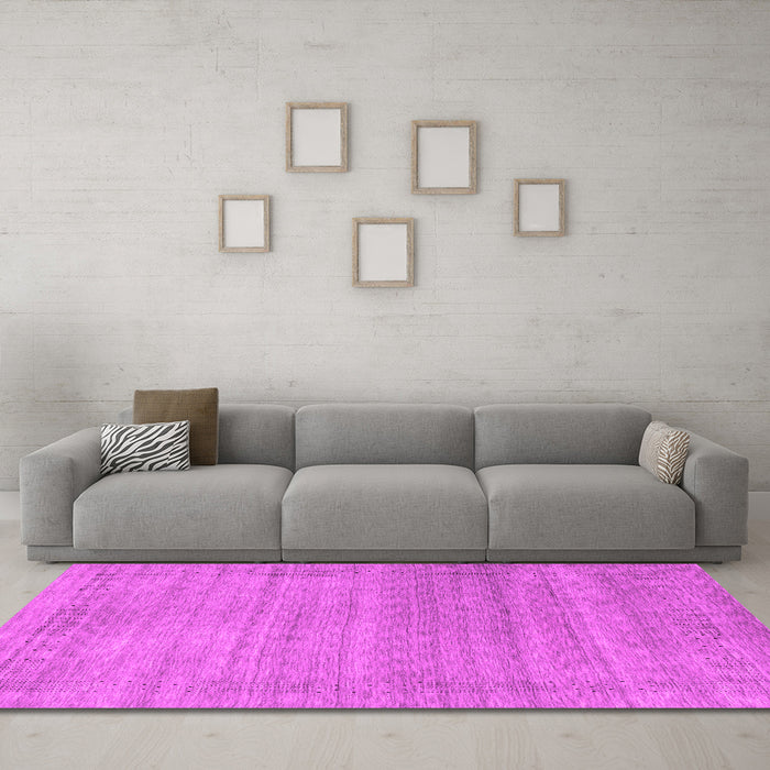 Machine Washable Abstract Pink Contemporary Rug in a Living Room, wshcon2319pnk