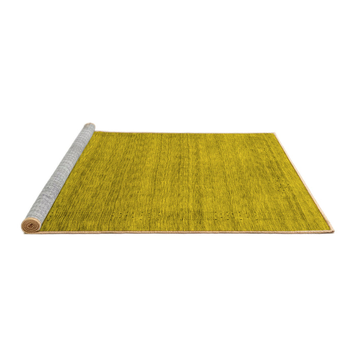 Sideview of Machine Washable Abstract Yellow Contemporary Rug, wshcon2319yw