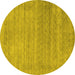 Round Abstract Yellow Contemporary Rug, con2319yw