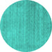 Round Abstract Turquoise Contemporary Rug, con2319turq