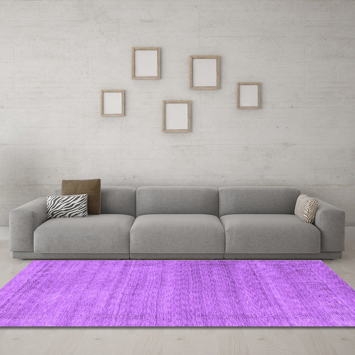 Machine Washable Abstract Purple Contemporary Area Rugs in a Living Room, wshcon2319pur