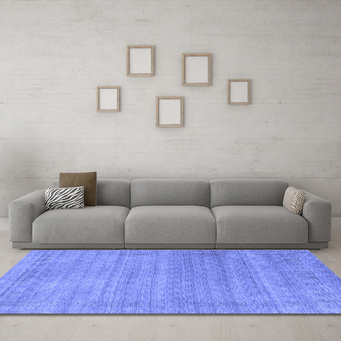 Machine Washable Abstract Blue Contemporary Rug in a Living Room, wshcon2319blu