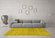 Machine Washable Abstract Yellow Contemporary Rug in a Living Room, wshcon2319yw