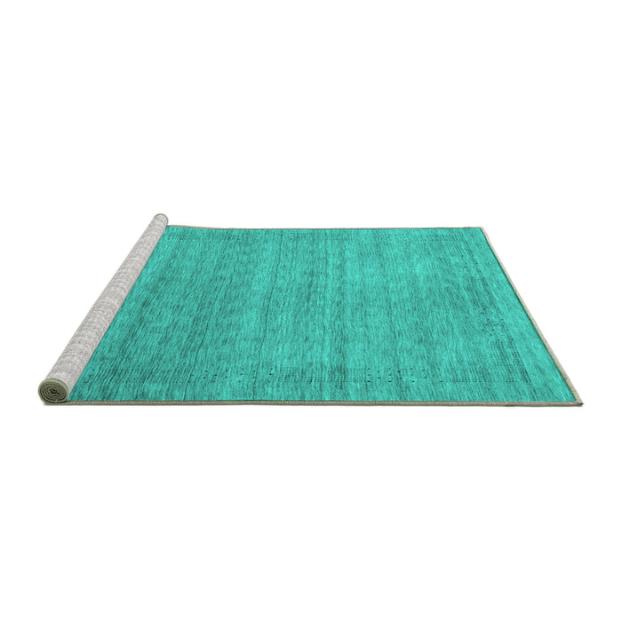Sideview of Machine Washable Abstract Turquoise Contemporary Area Rugs, wshcon2319turq