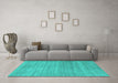 Machine Washable Abstract Turquoise Contemporary Area Rugs in a Living Room,, wshcon2319turq