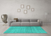 Machine Washable Abstract Turquoise Contemporary Rug, wshcon2319turq