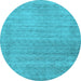 Round Abstract Light Blue Contemporary Rug, con2319lblu