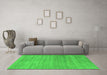 Machine Washable Abstract Green Contemporary Area Rugs in a Living Room,, wshcon2319grn