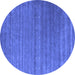 Round Abstract Blue Contemporary Rug, con2320blu