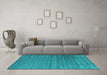 Machine Washable Abstract Turquoise Contemporary Area Rugs in a Living Room,, wshcon2320turq