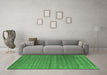 Machine Washable Abstract Emerald Green Contemporary Area Rugs in a Living Room,, wshcon2320emgrn