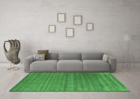 Machine Washable Abstract Emerald Green Contemporary Rug, wshcon2320emgrn