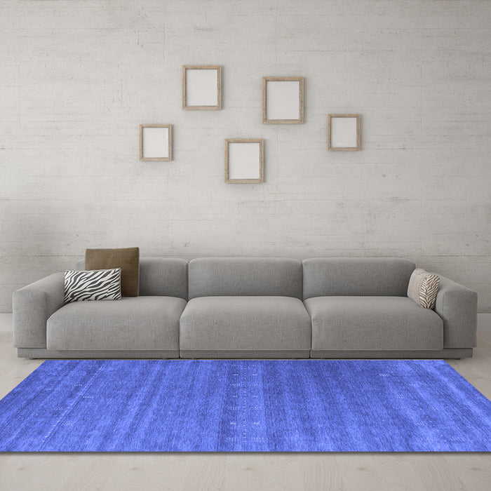 Machine Washable Abstract Blue Contemporary Rug in a Living Room, wshcon2320blu