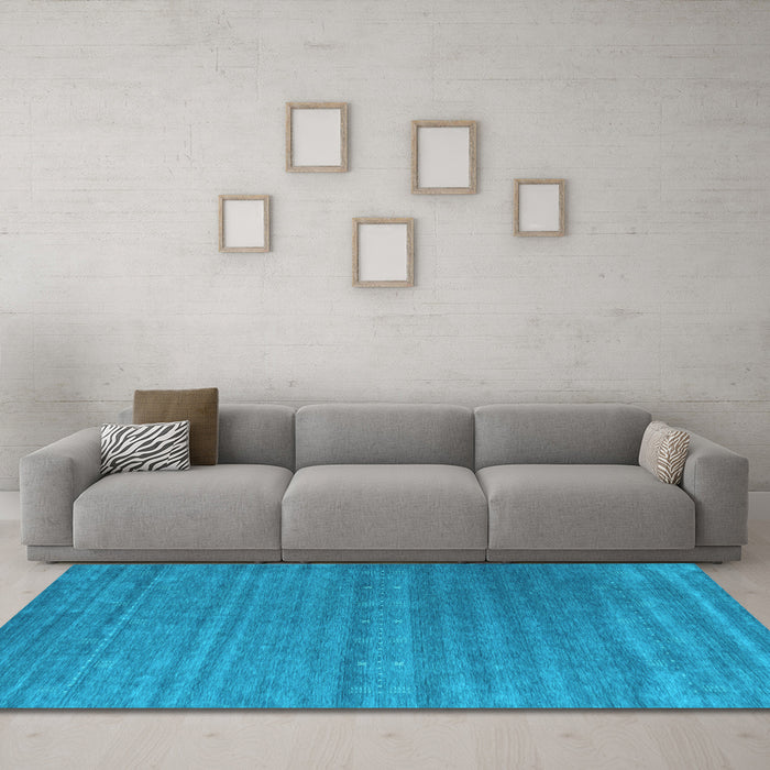Machine Washable Abstract Light Blue Contemporary Rug in a Living Room, wshcon2320lblu