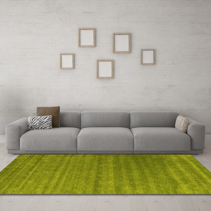 Machine Washable Abstract Yellow Contemporary Rug in a Living Room, wshcon2320yw