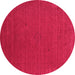 Round Machine Washable Abstract Pink Contemporary Rug, wshcon2321pnk