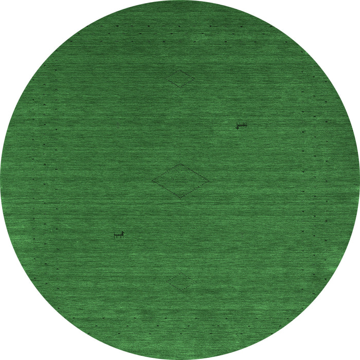 Round Machine Washable Abstract Emerald Green Contemporary Area Rugs, wshcon2321emgrn