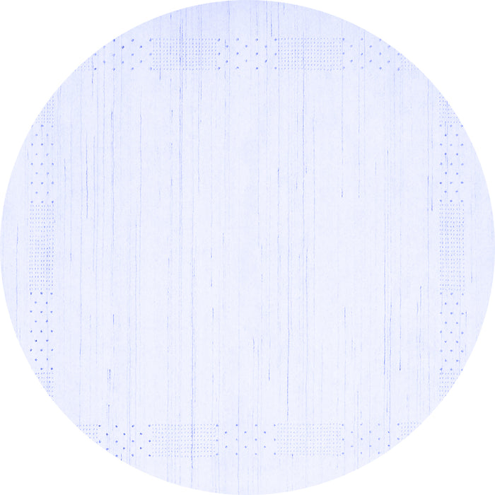 Round Machine Washable Solid Blue Modern Rug, wshcon2322blu