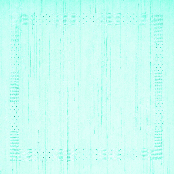 Square Machine Washable Solid Turquoise Modern Area Rugs, wshcon2322turq