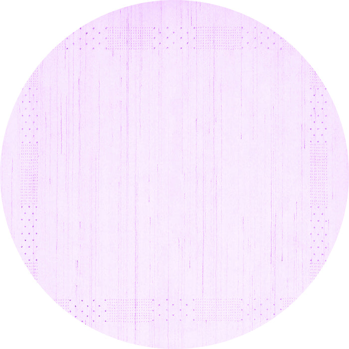 Round Machine Washable Solid Purple Modern Area Rugs, wshcon2322pur