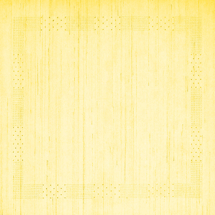 Square Machine Washable Solid Yellow Modern Rug, wshcon2322yw