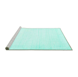 Sideview of Machine Washable Solid Turquoise Modern Area Rugs, wshcon2322turq