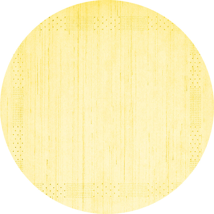 Round Solid Yellow Modern Rug, con2322yw