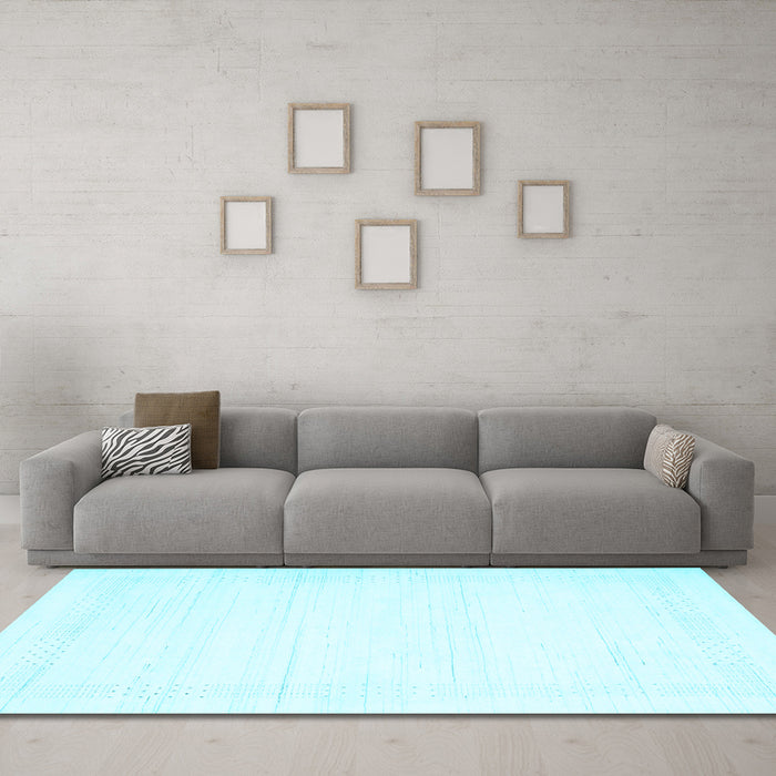 Machine Washable Solid Light Blue Modern Rug in a Living Room, wshcon2322lblu