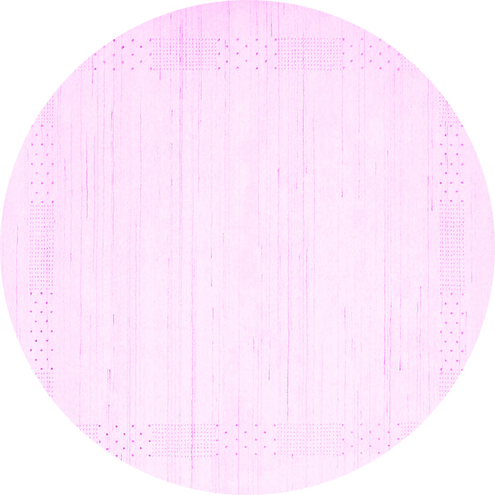 Round Machine Washable Solid Pink Modern Rug, wshcon2322pnk