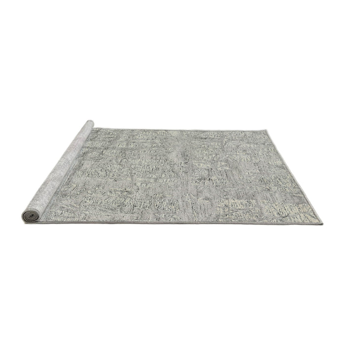 Serging Thickness of Machine Washable Contemporary Grey Gray Rug, wshcon2323