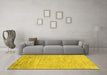 Machine Washable Abstract Yellow Contemporary Rug in a Living Room, wshcon2323yw