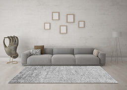Machine Washable Abstract Gray Contemporary Rug in a Living Room,, wshcon2323gry