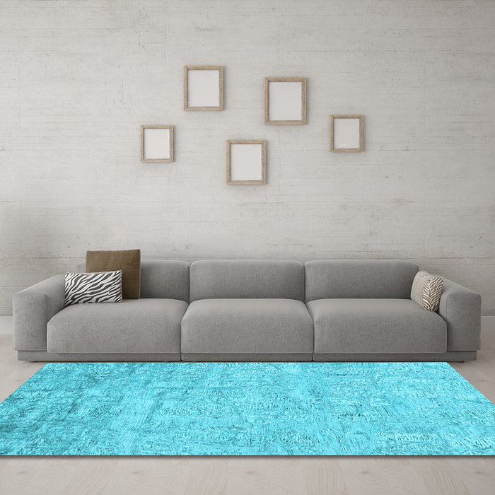 Machine Washable Abstract Light Blue Contemporary Rug in a Living Room, wshcon2323lblu