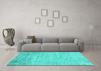 Machine Washable Abstract Turquoise Contemporary Rug, wshcon2323turq