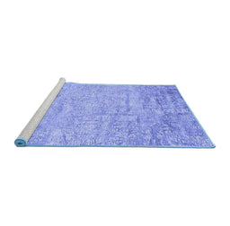 Sideview of Machine Washable Abstract Blue Contemporary Rug, wshcon2323blu