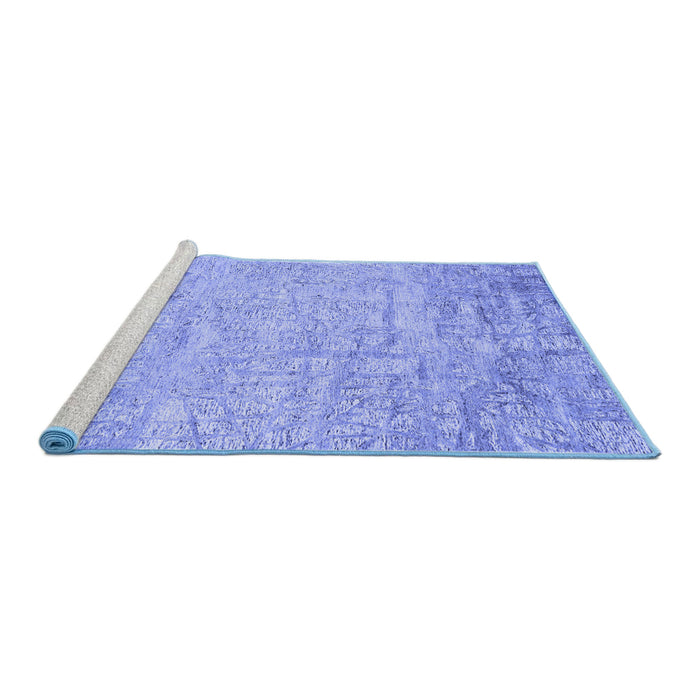 Sideview of Machine Washable Abstract Blue Contemporary Rug, wshcon2323blu