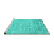 Sideview of Machine Washable Abstract Turquoise Contemporary Area Rugs, wshcon2323turq