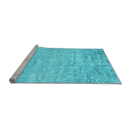 Sideview of Machine Washable Abstract Light Blue Contemporary Rug, wshcon2323lblu