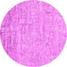 Round Abstract Pink Contemporary Rug, con2323pnk