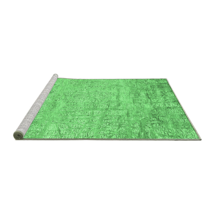Sideview of Machine Washable Abstract Emerald Green Contemporary Area Rugs, wshcon2323emgrn