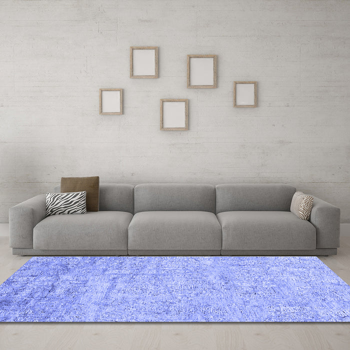 Machine Washable Abstract Blue Contemporary Rug in a Living Room, wshcon2323blu