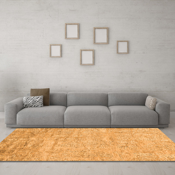 Machine Washable Abstract Orange Contemporary Area Rugs in a Living Room, wshcon2323org
