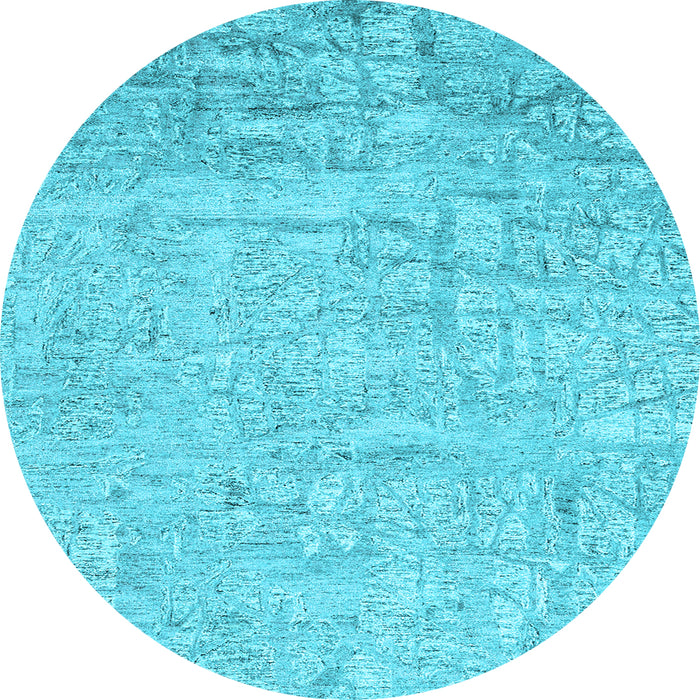 Round Machine Washable Abstract Light Blue Contemporary Rug, wshcon2323lblu