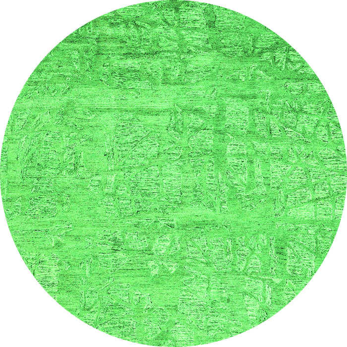 Square Abstract Green Contemporary Rug, con2323grn