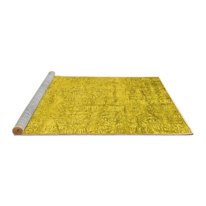 Sideview of Machine Washable Abstract Yellow Contemporary Rug, wshcon2323yw