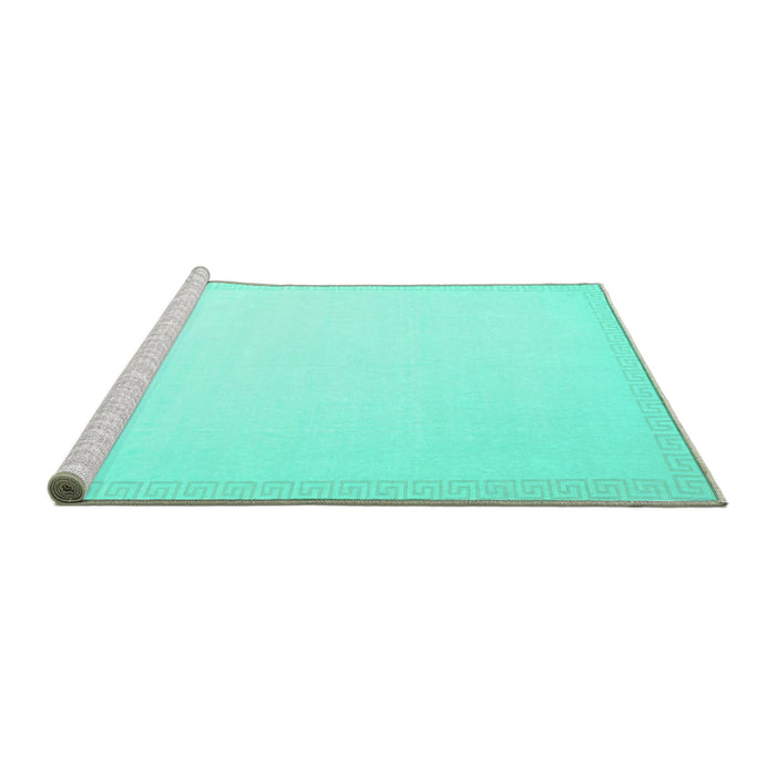 Sideview of Machine Washable Solid Turquoise Modern Area Rugs, wshcon2324turq